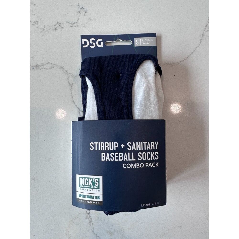 NWT DSG Baseball/Softball Stirrup & Sanitary Socks Combo Pack Size Youth Small